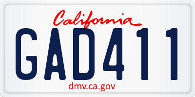 CA license plate GAD411