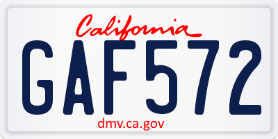 CA license plate GAF572