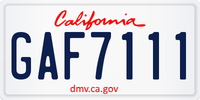 CA license plate GAF7111