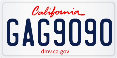 CA license plate GAG9090