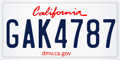 CA license plate GAK4787