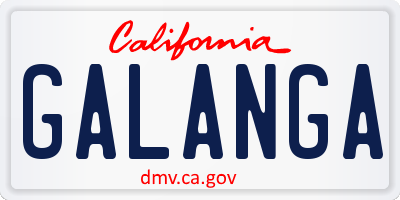 CA license plate GALANGA