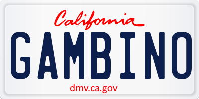 CA license plate GAMBINO