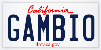 CA license plate GAMBIO