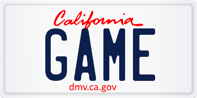 CA license plate GAME