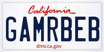 CA license plate GAMRBEB