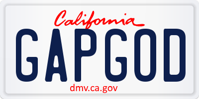 CA license plate GAPGOD