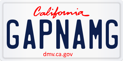 CA license plate GAPNAMG