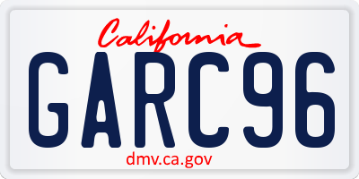 CA license plate GARC96