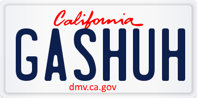 CA license plate GASHUH