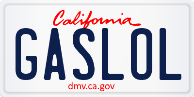 CA license plate GASLOL