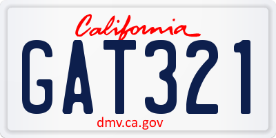 CA license plate GAT321