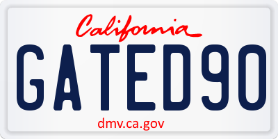 CA license plate GATED90