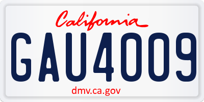 CA license plate GAU4009