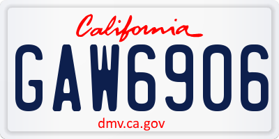 CA license plate GAW6906