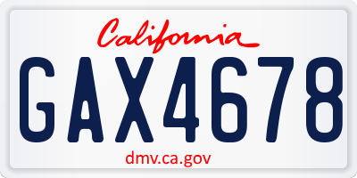 CA license plate GAX4678