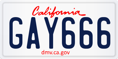 CA license plate GAY666