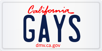 CA license plate GAYS