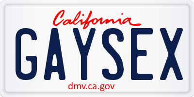 CA license plate GAYSEX