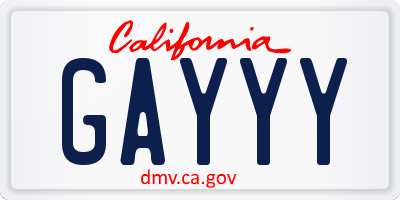 CA license plate GAYYY