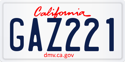 CA license plate GAZ221