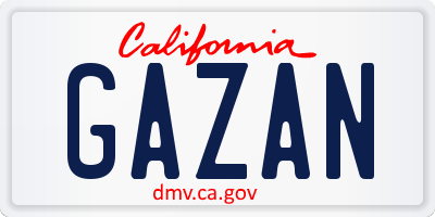 CA license plate GAZAN