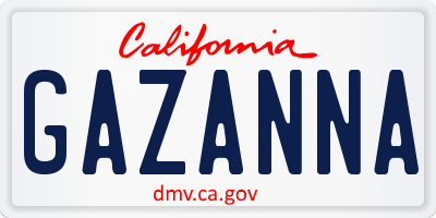 CA license plate GAZANNA