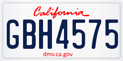 CA license plate GBH4575