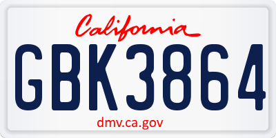 CA license plate GBK3864