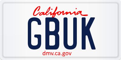 CA license plate GBUK