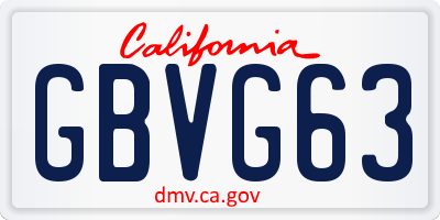 CA license plate GBVG63