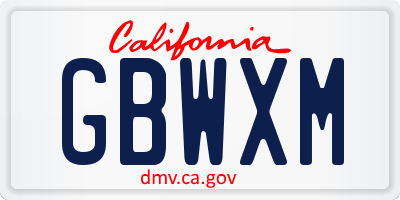 CA license plate GBWXM