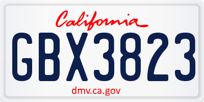 CA license plate GBX3823