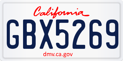 CA license plate GBX5269