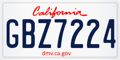 CA license plate GBZ7224