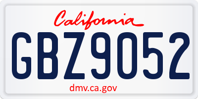 CA license plate GBZ9052