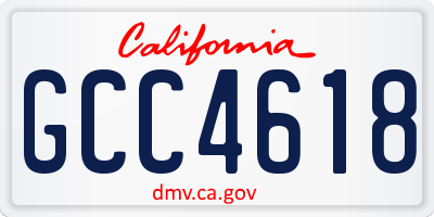 CA license plate GCC4618