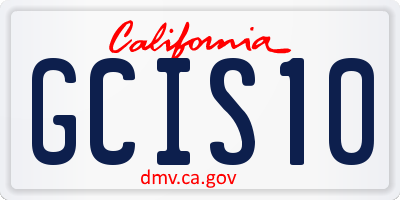 CA license plate GCIS10