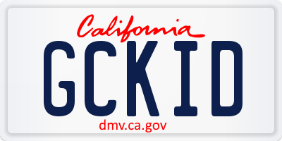 CA license plate GCKID