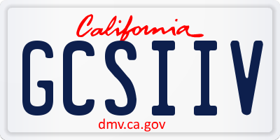 CA license plate GCSIIV