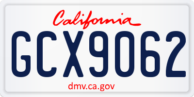 CA license plate GCX9062