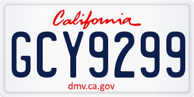 CA license plate GCY9299