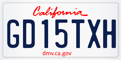 CA license plate GD15TXH