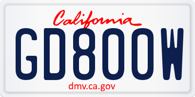 CA license plate GD800W