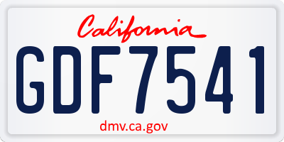 CA license plate GDF7541