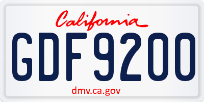 CA license plate GDF9200