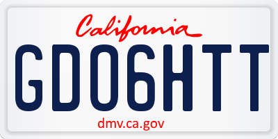 CA license plate GDO6HTT