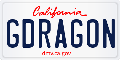 CA license plate GDRAGON