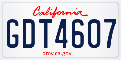 CA license plate GDT4607