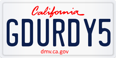 CA license plate GDURDY5